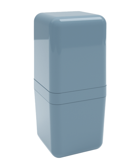 Porta Escova De Dente e Pasta Azul Fog Cube Com Tampa - 19,5 cm