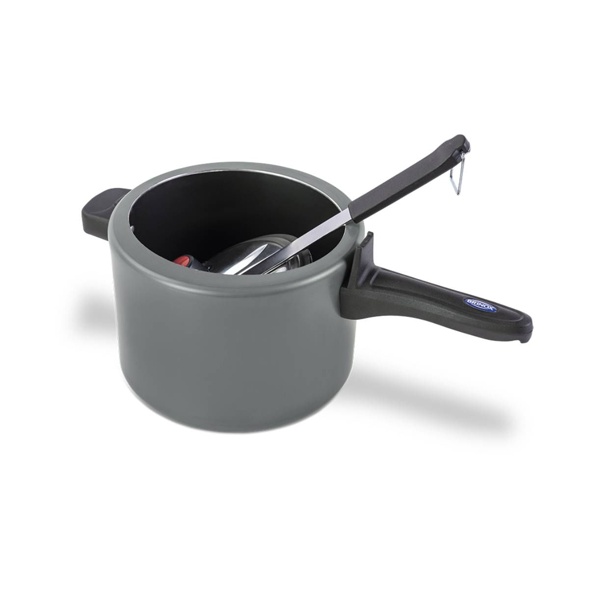 Encontraproduto.com.br - Panela de Pressão 20 cm 4,5 L Revestimento Cerâmico Mineral Resist Cor Cinza Linha Ceramic Life Vapt Brinox