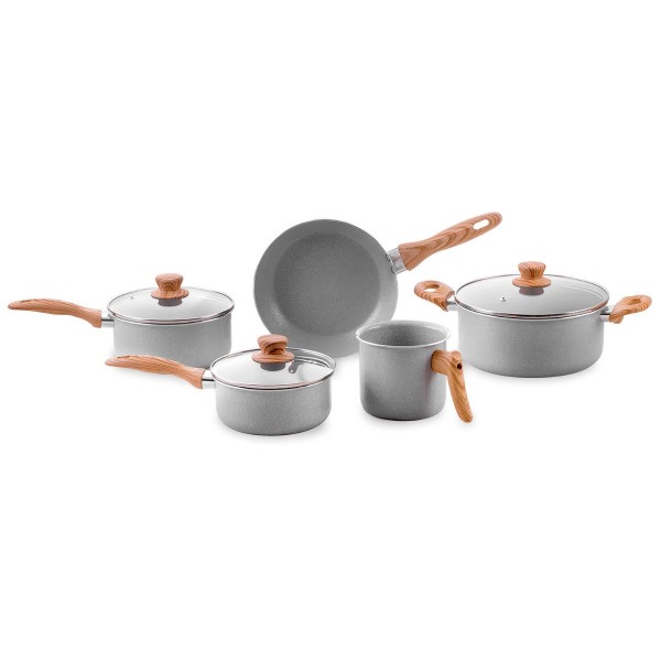 Encontraproduto.com.br - Jogo de Panelas Brinox Antiaderente Ceramic Life 5 Peças Easy Gris