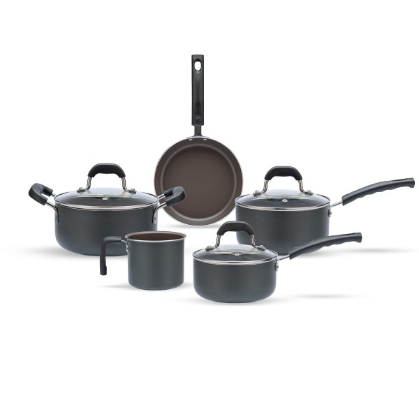 Encontraproduto.com.br - Jogo de Panelas Brinox Antiaderente Ceramic Life 5 Peças Fine Cinza