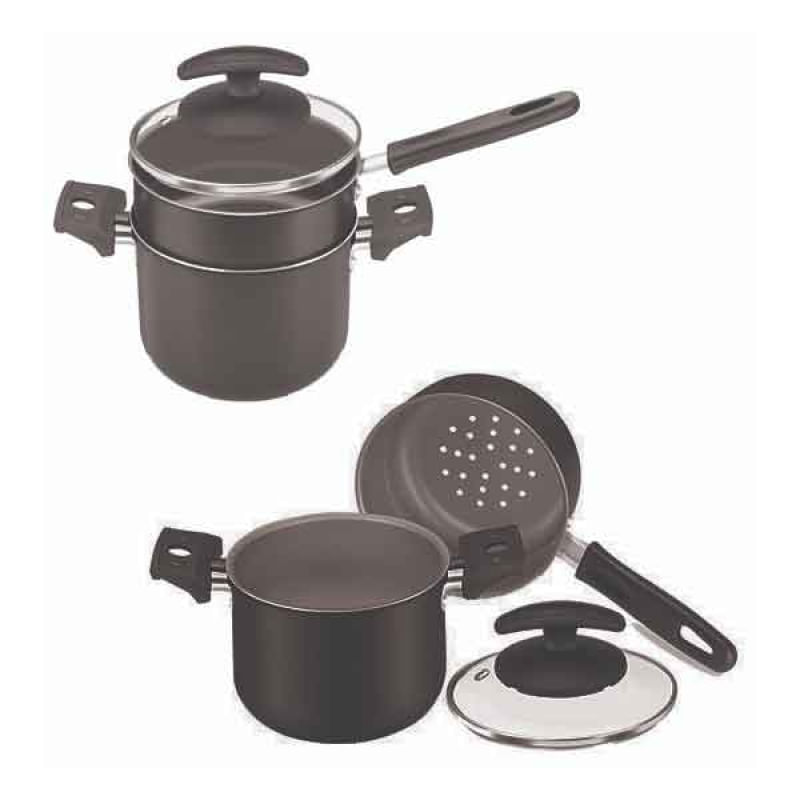 Cuscuzeiro e Caldeirão Fortaleza 12 cm com Tampa de Vidro Black