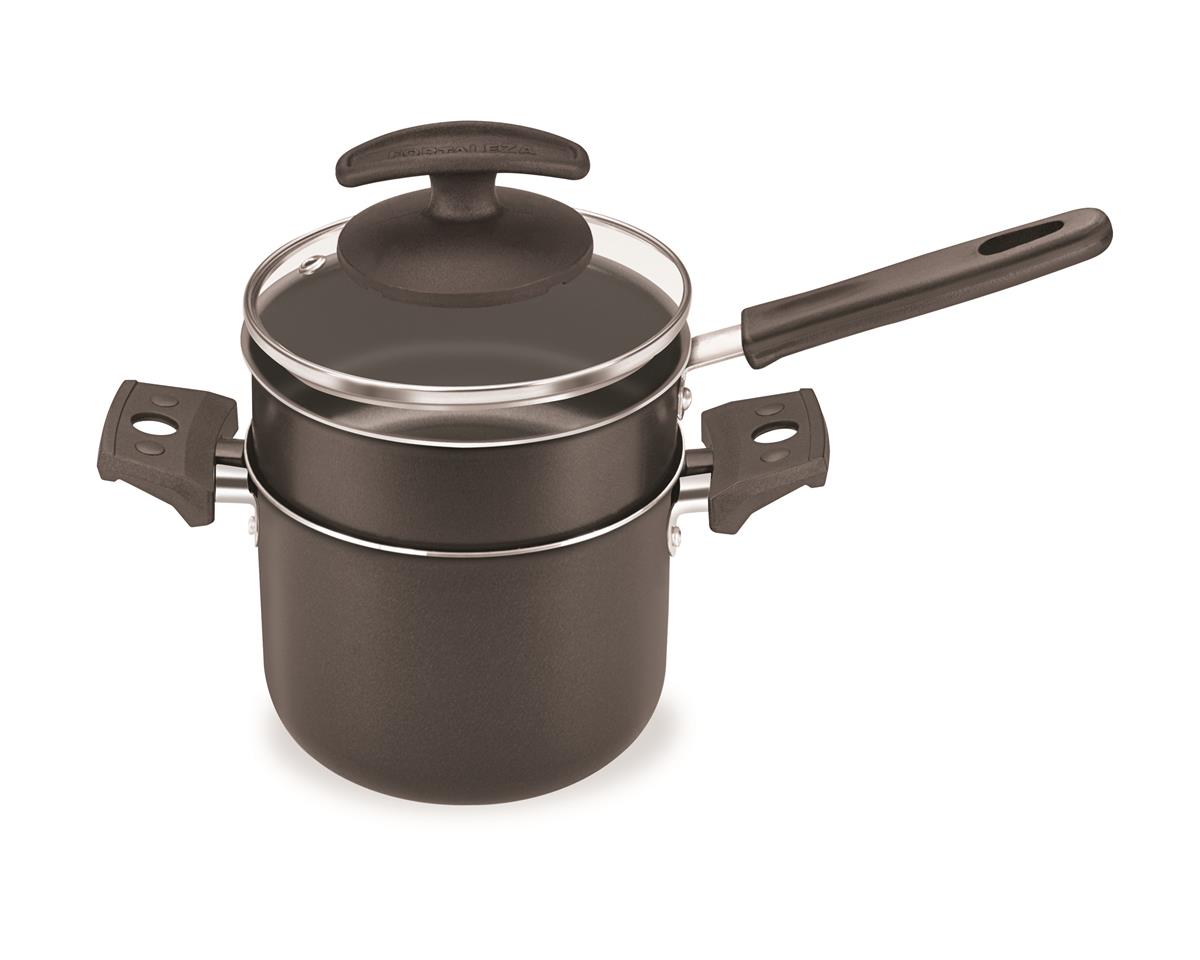 Encontraproduto.com.br - Cuscuzeiro e Caldeirão Fortaleza 12 cm com Tampa de Vidro Black