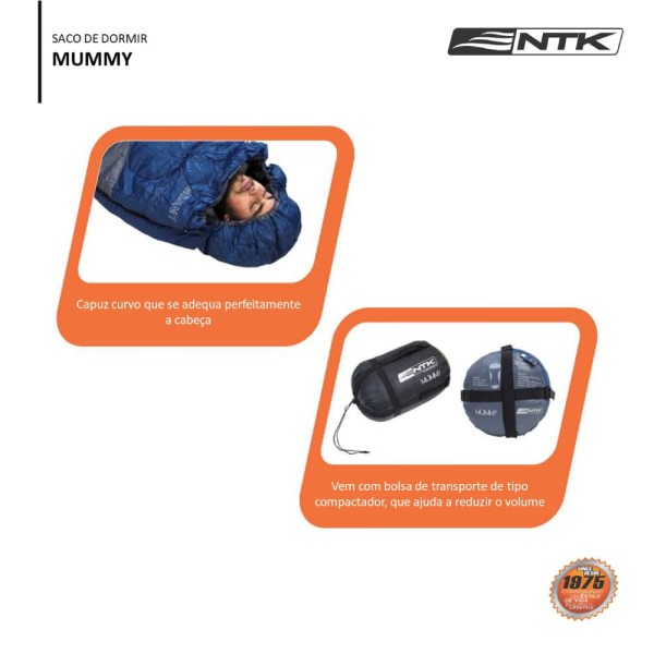 Encontraproduto.com.br - Saco de dormir sarcófago NTK Mummy -1°C à 8°C