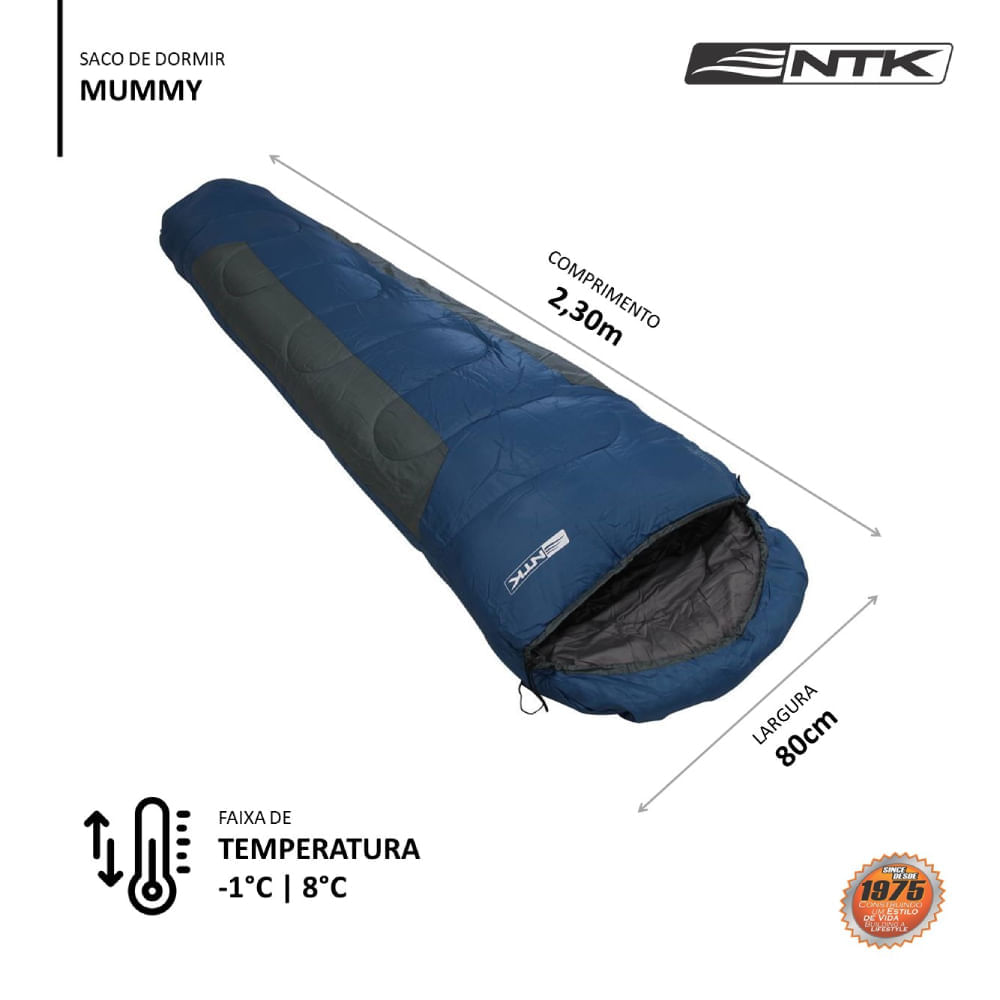 Encontraproduto.com.br - Saco de dormir sarcófago NTK Mummy -1°C à 8°C