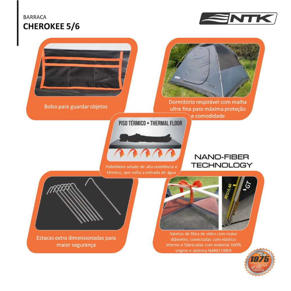 Encontraproduto.com.br - Barraca de Camping Nautika Cherokee GT 5/6 pessoas Coluna dágua de 2500mm