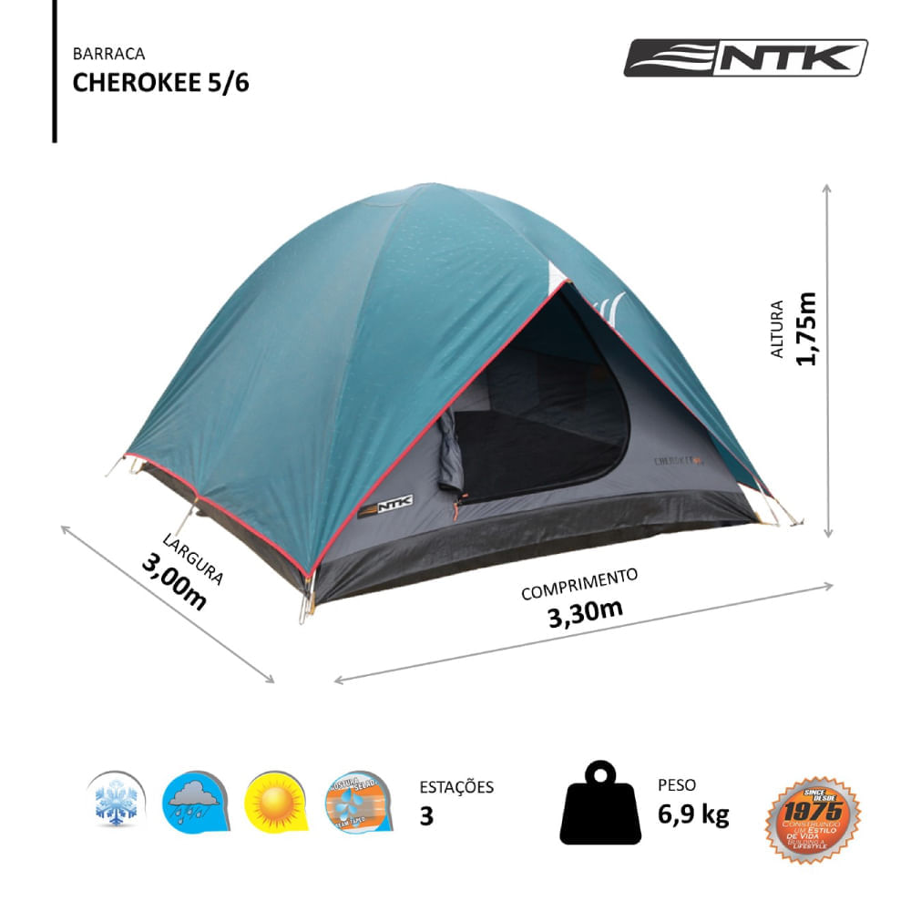 Encontraproduto.com.br - Barraca de Camping Nautika Cherokee GT 5/6 pessoas Coluna dágua de 2500mm