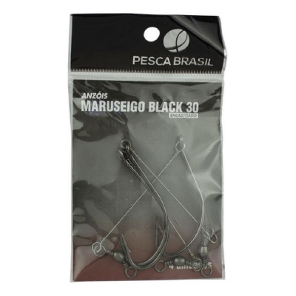 Anzol Maruseigo Black Encastoado 30 Pesca Brasil (Caixa c/ 20pct. - 4 un.)