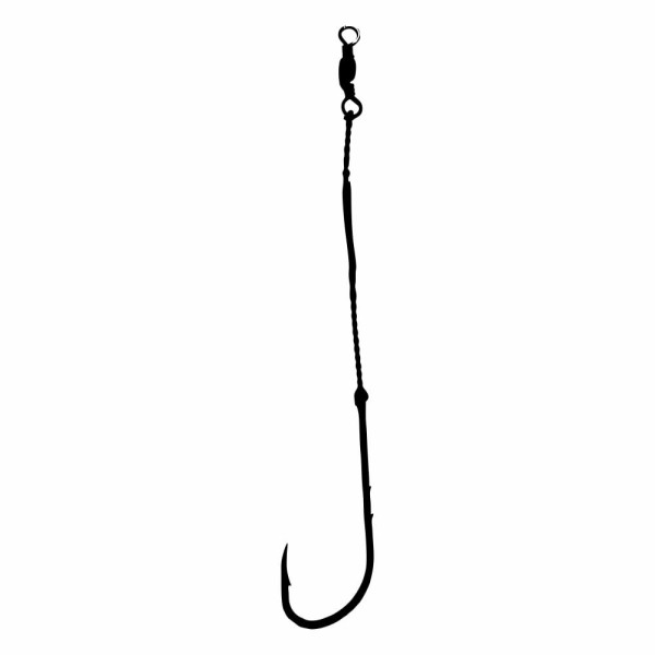 Anzol Baitholder Black Encastoado 7/0 Pesca Brasil com cabo de aço trançado e girador