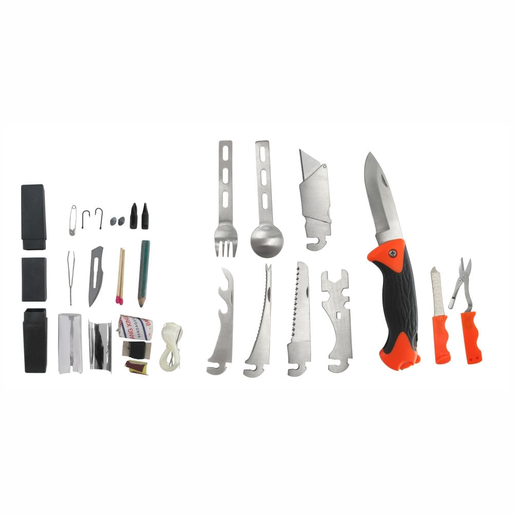 Encontraproduto.com.br - Kit multifunção Azteq Bush com vários acessórios de aventura