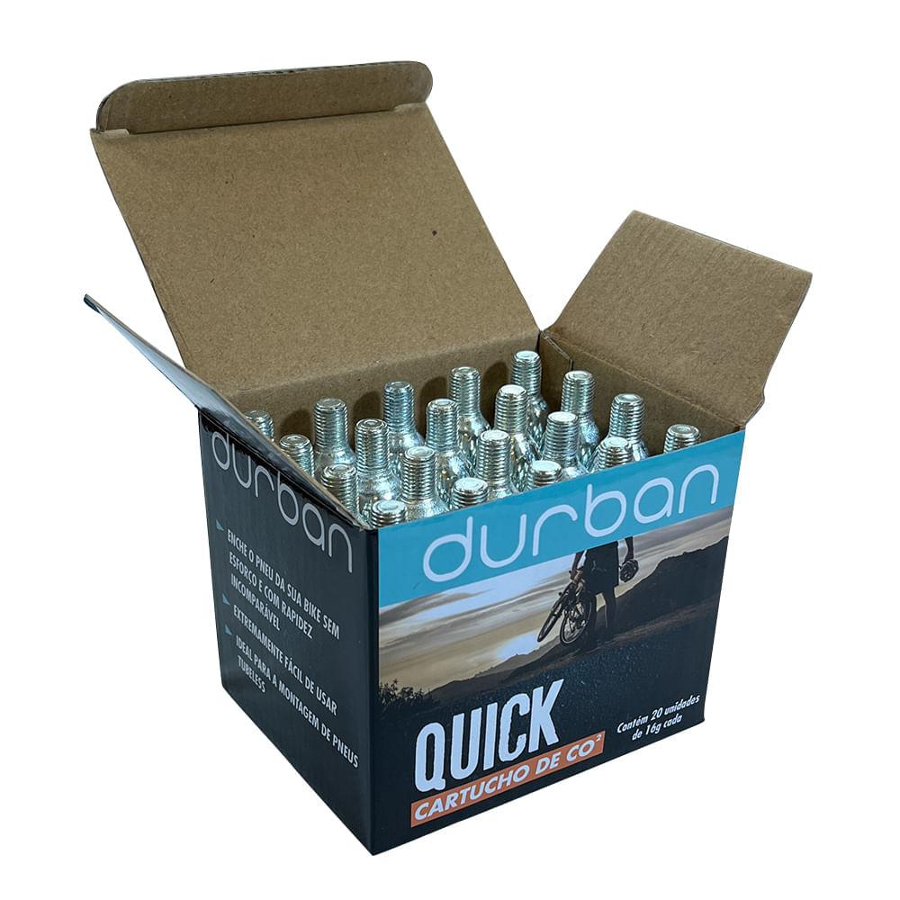 Encontraproduto.com.br - Cartucho de CO2 Durban Quick caixa com 20 unidades