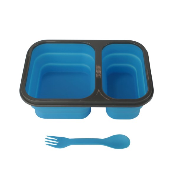 Encontraproduto.com.br - Tigela colapsável NTK Bento com colher garfo leve e compacta resistente à altas temperaturas