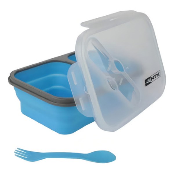 Encontraproduto.com.br - Tigela colapsável NTK Bento com colher garfo leve e compacta resistente à altas temperaturas