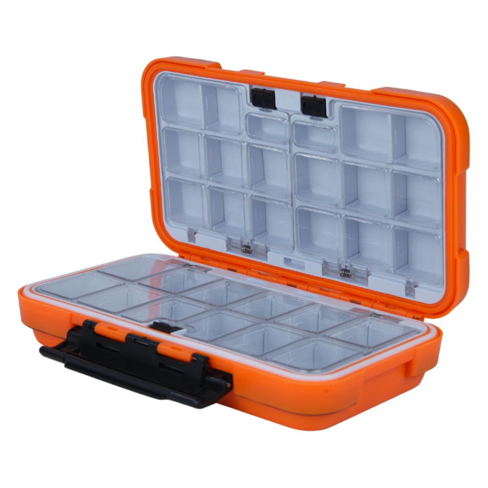 Encontraproduto.com.br - Organizador de Pesca 201105 Possui Divisórias e Tampa Interna com Trava, Ideal para Iscas e Giradores Pesca Brasil
