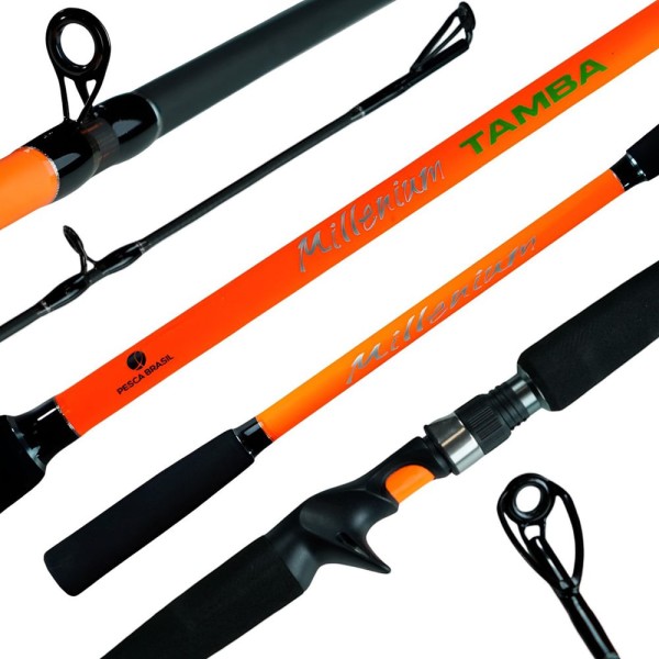 Vara de Carretilha Millenium Tamba Carbono 2,10m Pesca Esportiva Multifilamento Laranja Pesca Brasil