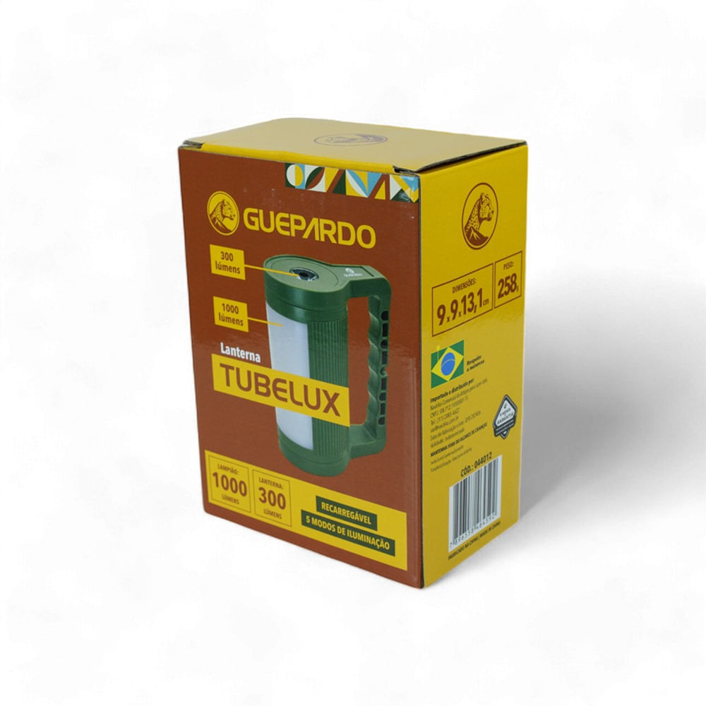 Encontraproduto.com.br - Lanterna Powerbank Tubelux Multifuncional 360° Lampião de 1000 Lúmens Verde Guepardo