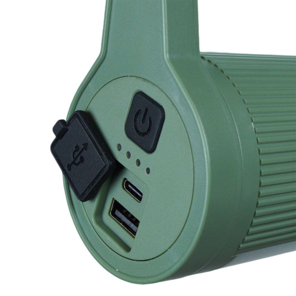 Encontraproduto.com.br - Lanterna Powerbank Tubelux Multifuncional 360° Lampião de 1000 Lúmens Verde Guepardo