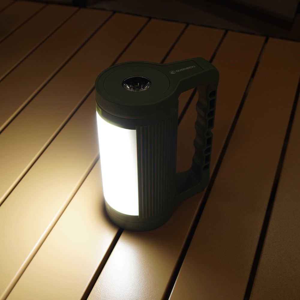 Encontraproduto.com.br - Lanterna Powerbank Tubelux Multifuncional 360° Lampião de 1000 Lúmens Verde Guepardo