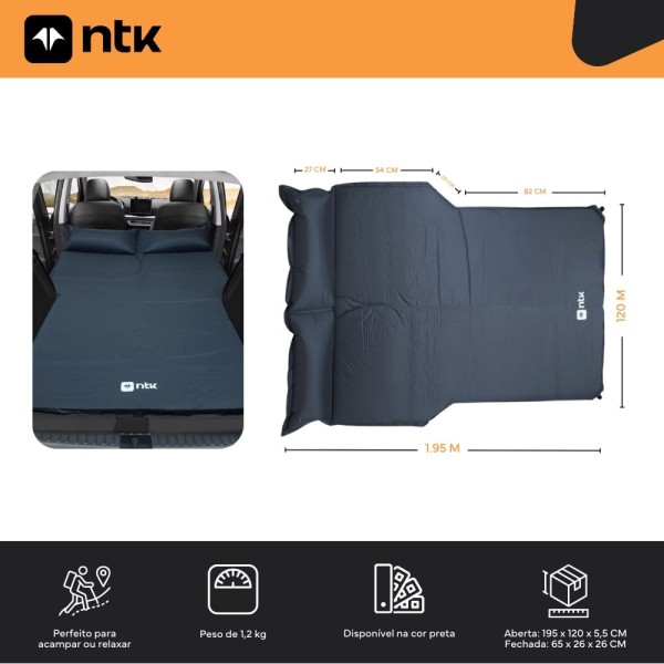 Encontraproduto.com.br - Colchão Casal Auto Inflável 180x130x5cm Poliéster PVC Doblo NTK