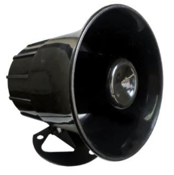 Encontraproduto.com.br - Sirene Eletrônica 24V Bitonal 110DB 15W Preta Fixação Parafuso DNI