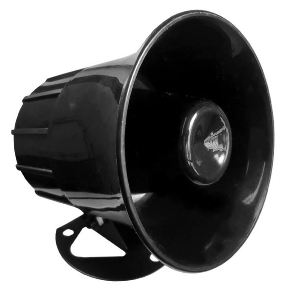 Encontraproduto.com.br - Sirene Eletrônica 24V Bitonal 110DB 15W Preta Fixação Parafuso DNI