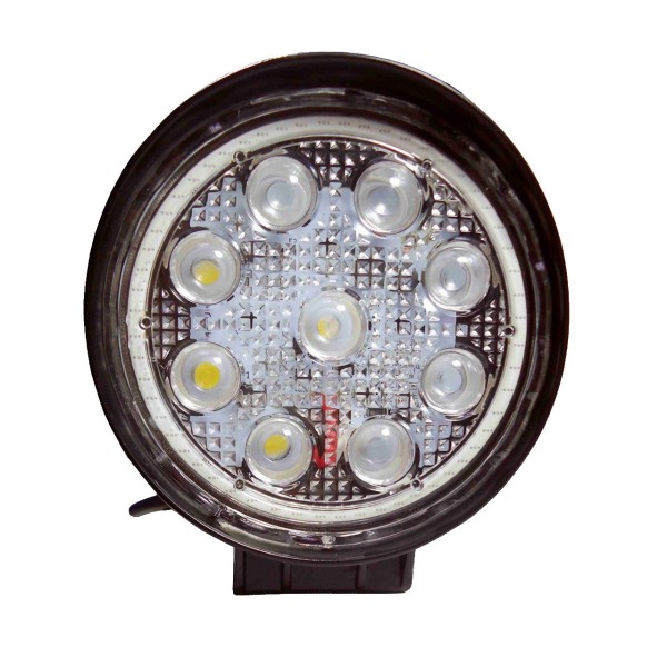 Encontraproduto.com.br - Farol de Trabalho Redondo com 9 Leds Anel Branco 27W DNI