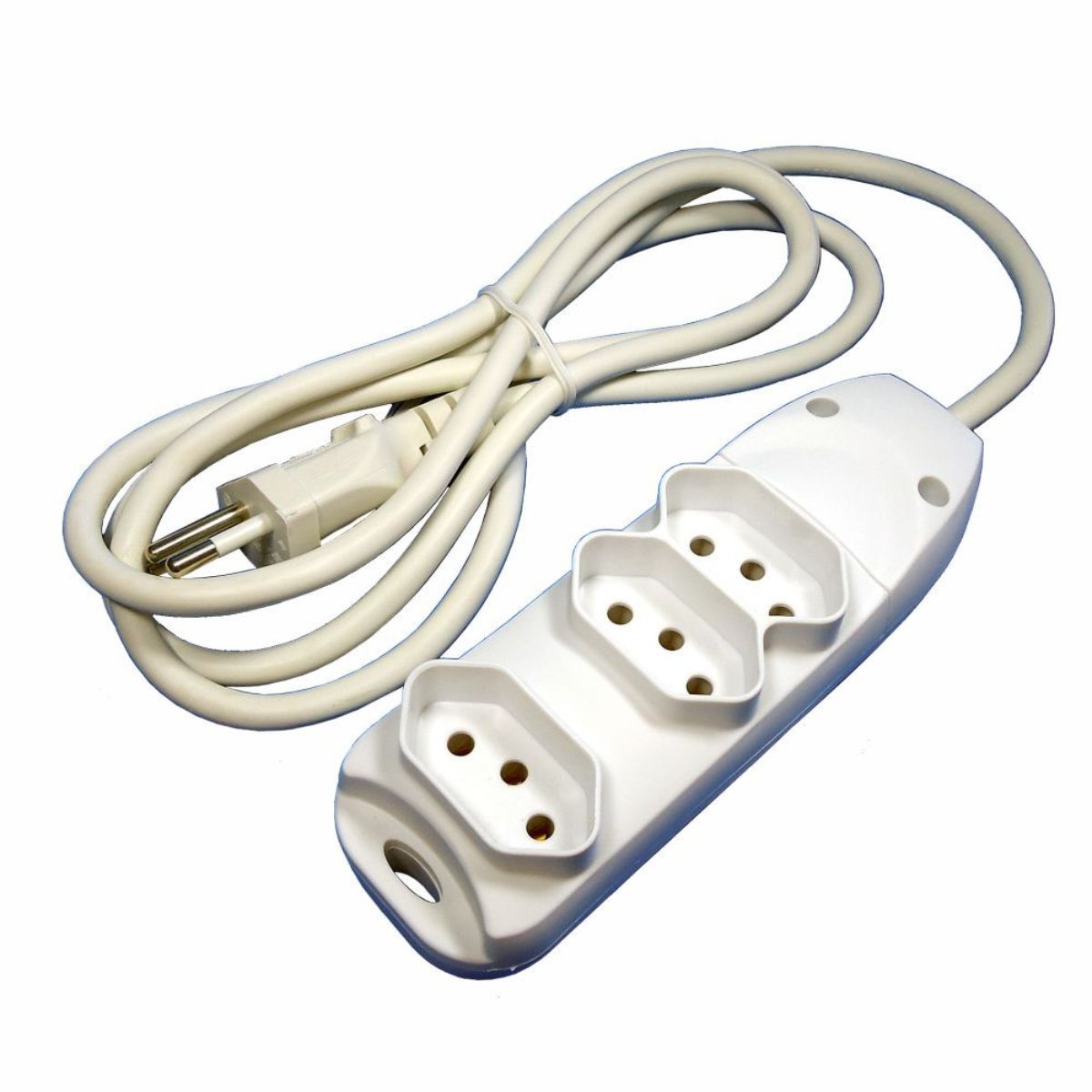 Extensão Regua Elétrica 3 Tomadas Filtro Bivolt 3p Dni 7253 Cor Branco 127V/250V