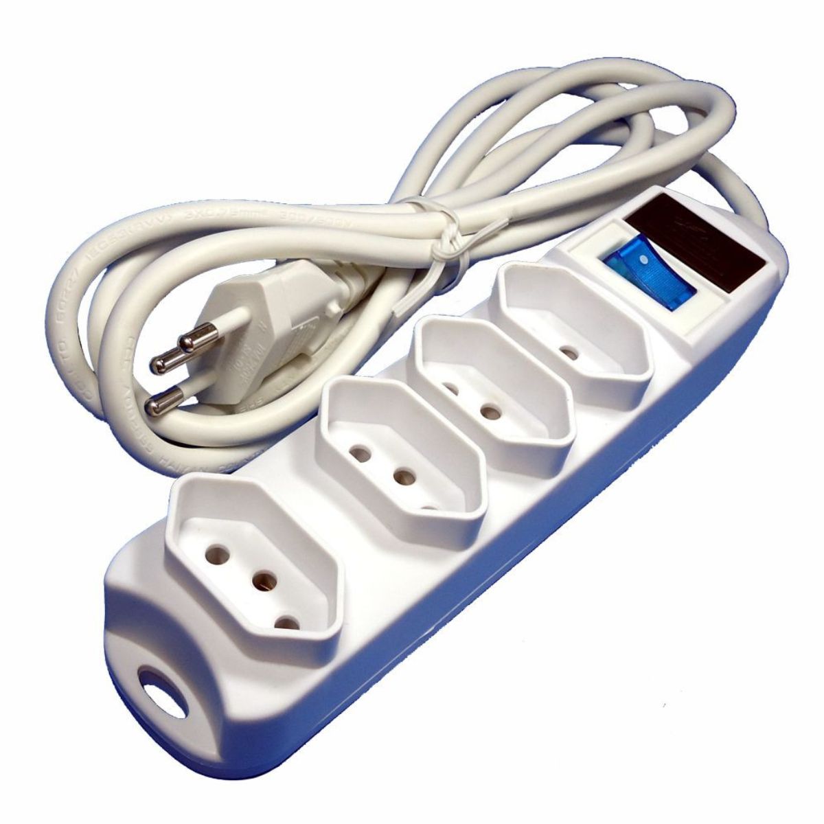 Encontraproduto.com.br - Filtro Linha De 1,5m Com 4 Tomadas De 3 Pinos - Dni 7314 Cor Branco 127V/250V