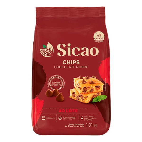 Chips de Chocolate Forneáveis Ao Leite Nobre 1,01kg - Sicao