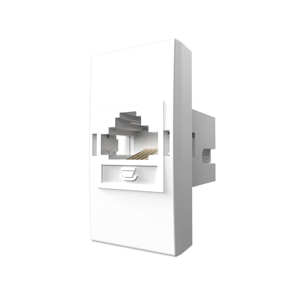 Encontraproduto.com.br - Módulo Tomada para Telefone RJ11 4 Vias Branco Modulopro