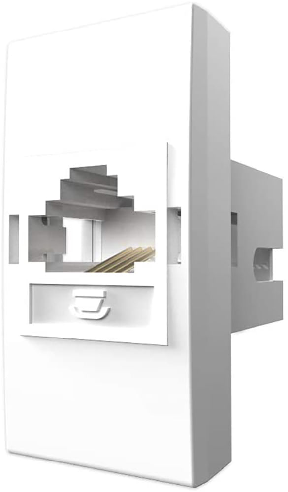 Encontraproduto.com.br - Módulo Tomada para Telefone RJ11 4 Vias Branco Modulopro