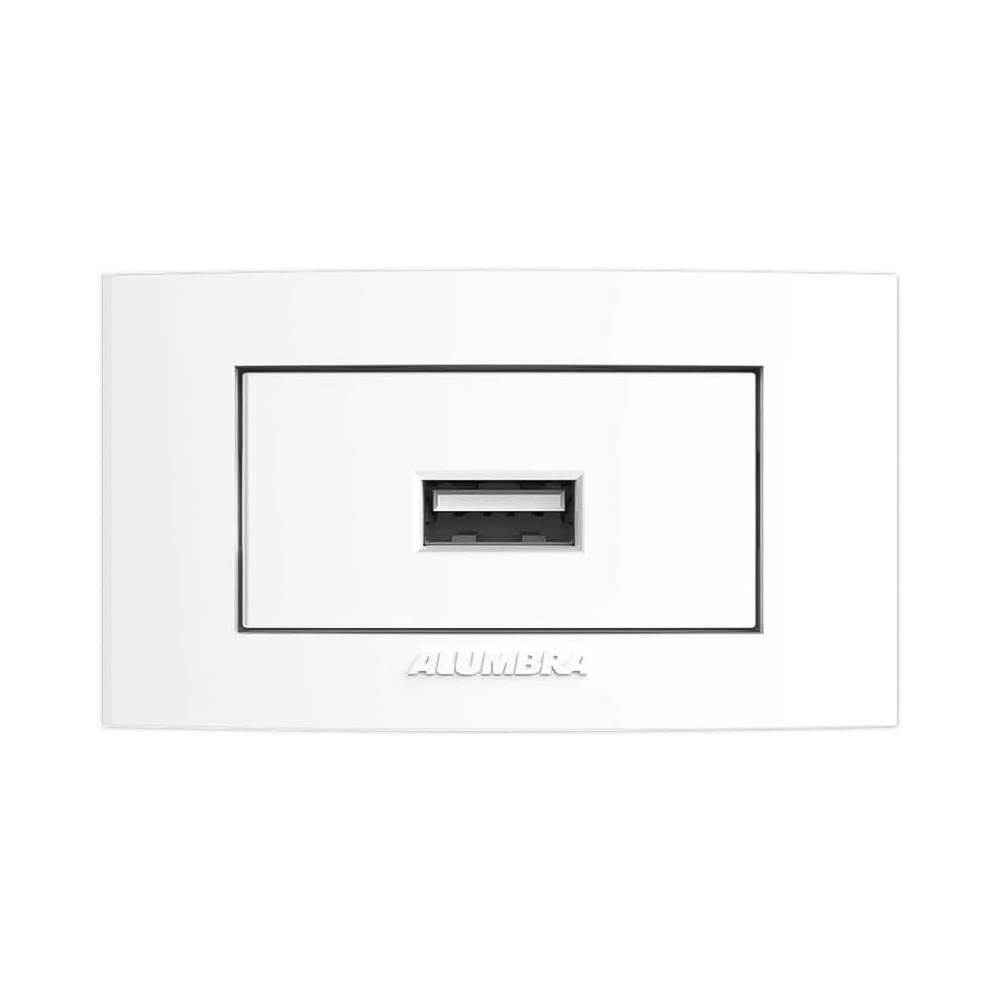 Tomada Placa para Móveis Alumbra USB Branco