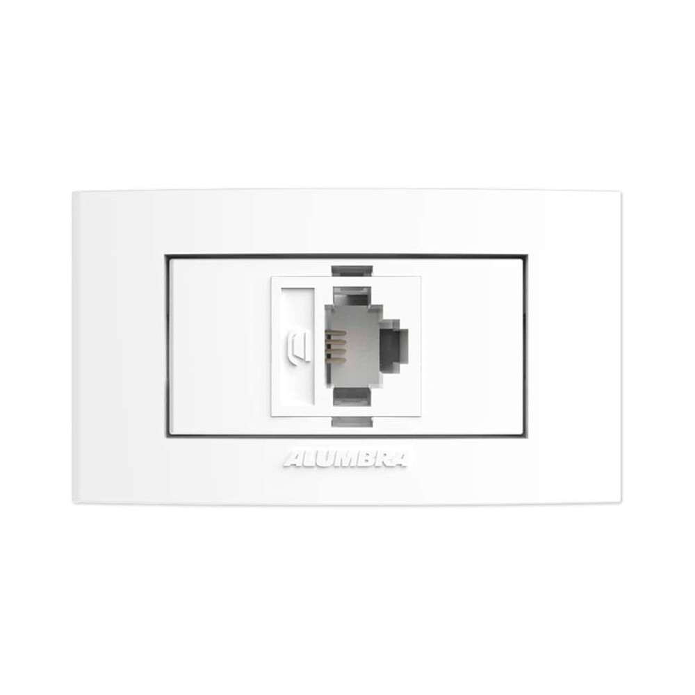 Tomada Placa para Móveis Alumbra RJ11 Branco