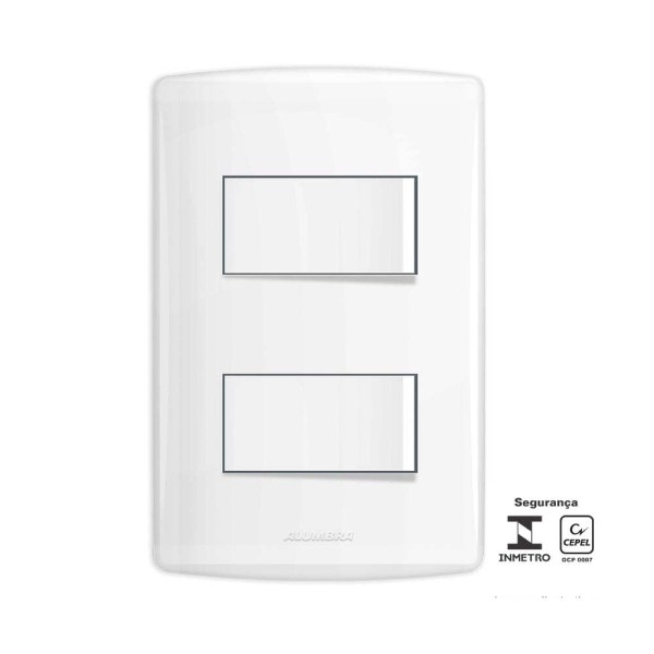 Conjunto 2 Interruptores Simples 2P T 10A 250V Com Placa Bianco Pró 4x2 Branco Alumbra