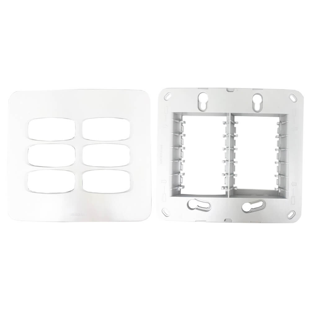 Encontraproduto.com.br - Placa para 6 Modulo Alumbra 4X4 com Suporte Branca