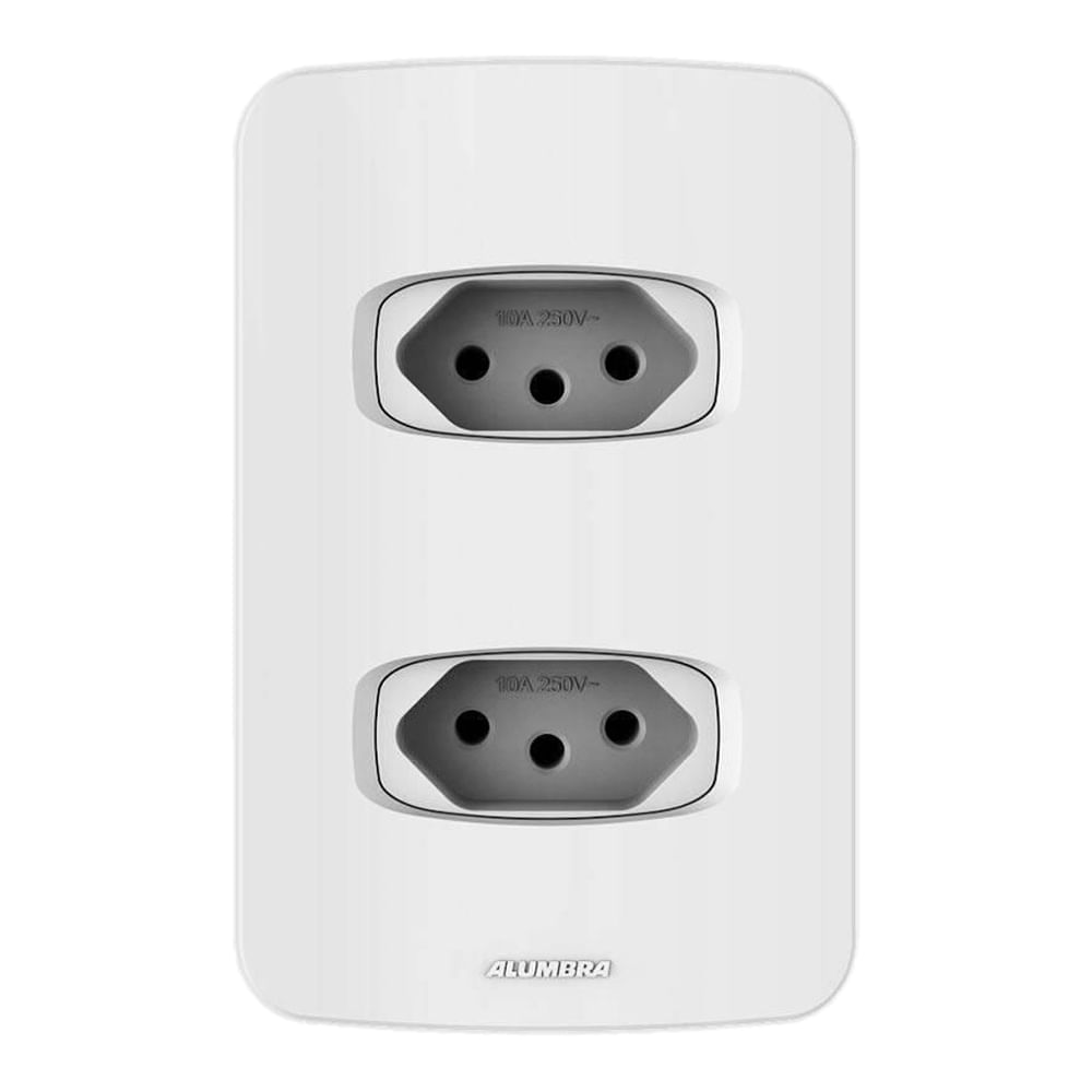 Encontraproduto.com.br - Conjunto 2 Tomada 10A 250V~ 4x2 Linha Gracia Branco Alumbra