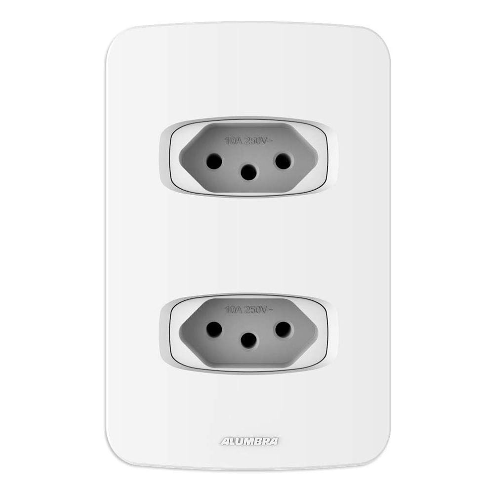 Encontraproduto.com.br - Conjunto 2 Tomada 10A 250V~ 4x2 Linha Gracia Branco Alumbra