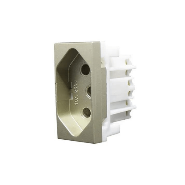 Encontraproduto.com.br - Módulo Tomada 2P+T 10A 250V Pb Champanhe Inova Pro Class Alumbra
