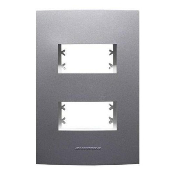Placa Com Suporte Para 2 Módulos Distanciados Inova Pró Class 4X2 Grafite Alumbra