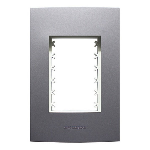 Placa 4x2 Para 3 Módulos Com Suporte Grafite Inova Pro Class Alumbra