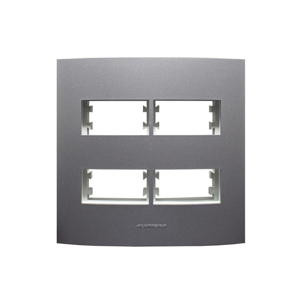 Encontraproduto.com.br - Placa 4X4 Para 4 Módulos Separados Com Suporte Grafite Inova Pro Class Alumbra