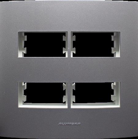 Encontraproduto.com.br - Placa 4X4 Para 4 Módulos Separados Com Suporte Grafite Inova Pro Class Alumbra