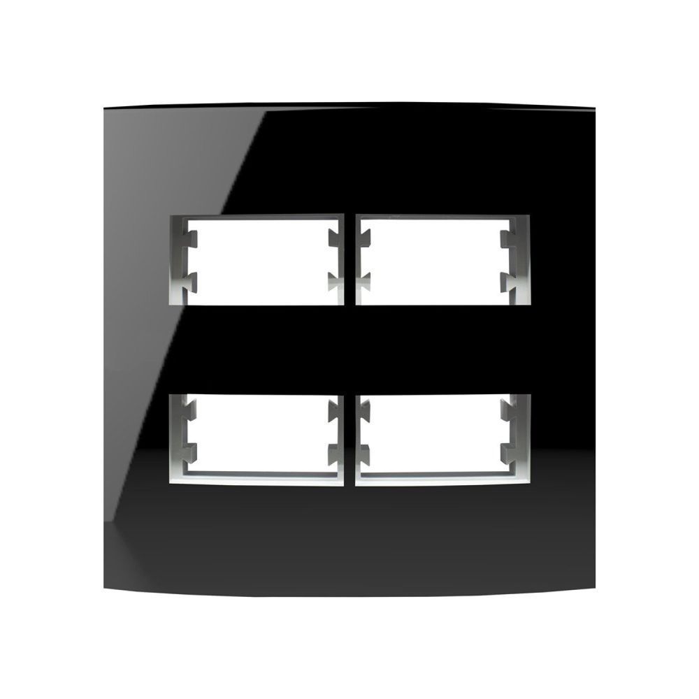 Encontraproduto.com.br - Placa 4X4 Para 4 Módulos Separados Com Suporte Black Piano Inova Pro Class Alumbra