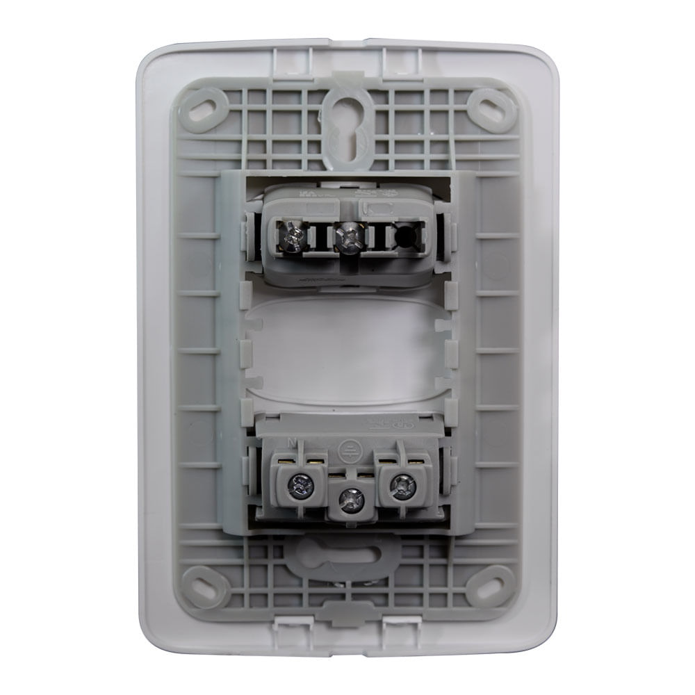 Encontraproduto.com.br - Interruptor Alumbra 4x2 Simples + Tomada Padrão com Placa 10A NBR Gracia Maxx Branco