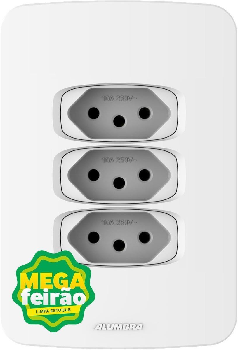 Tomada Padrão 10A com Placa 4x2 Branca Gracia Maxx Alumbra