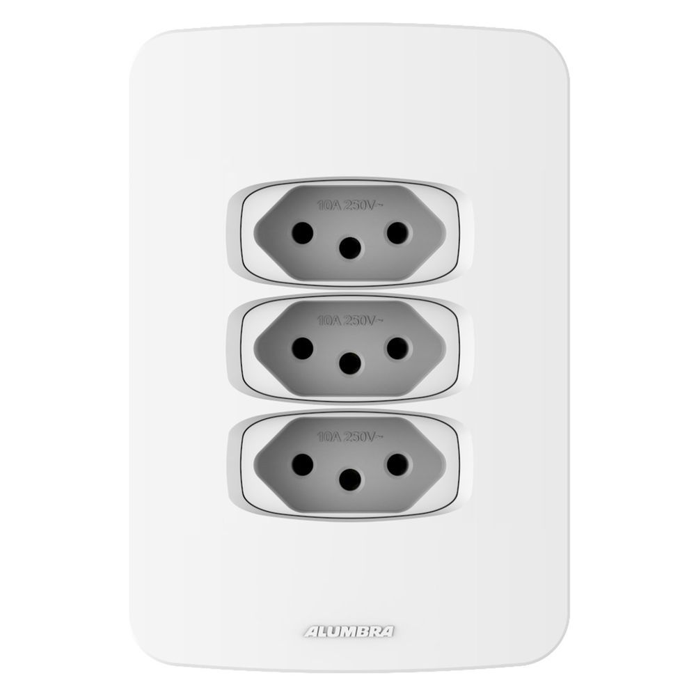 Encontraproduto.com.br - Tomada Padrão 10A com Placa 4x2 Branca Gracia Maxx Alumbra