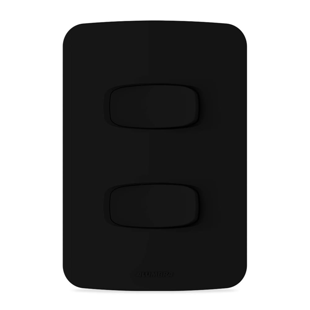 Encontraproduto.com.br - Interruptor 4X2 Alumbra Gracia Maxx Duplo Simples 10A Black