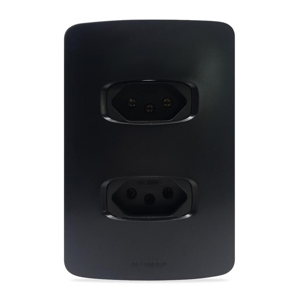 Encontraproduto.com.br - Tomadas Padrão 10a Com Placa 4x2 Gracia Maxx Alumbra Preto
