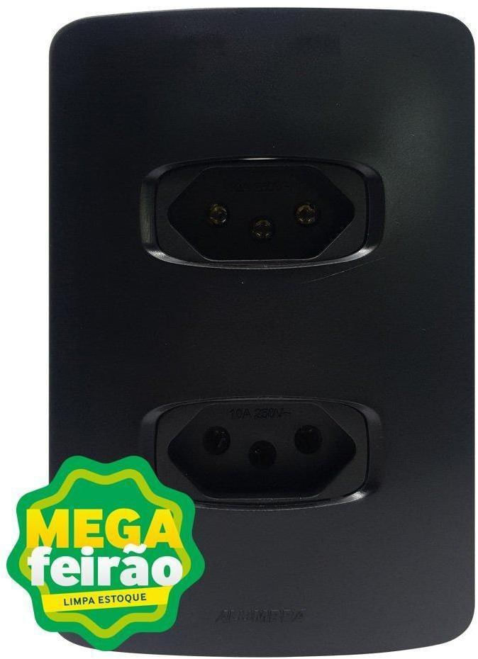 Tomadas Padrão 20a Com Placa 4x2 Gracia Maxx Alumbra Preto