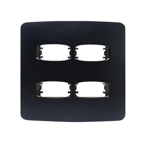 Encontraproduto.com.br - Placa 4X4 Para 2 Módulos Com Suporte Black Piano Gracia Maxx Alumbra