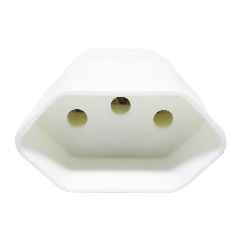 Encontraproduto.com.br - Plugue Femea Alumbra 3 Pinos 10 Amperes Branco 250V